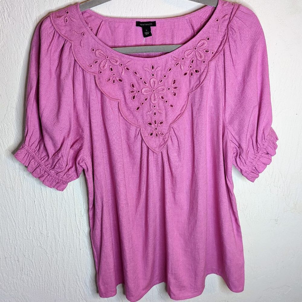 Ann Taylor Factory Linen Blend Top Size Small